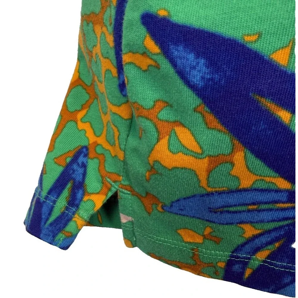 Vintage Nike Girls Floral Cotton Jersey Tennis Dress - Green/Blue/Orange - F4-04